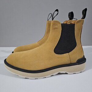 NEW Sorel Hi Line Chelsea Boot Sz 11 Geo Yellow Black Leather Waterproof Slip On